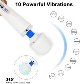 img 3 attached to 💆 Cordless Personal Massage Wand for Women & Men - 10 Powerful Magic Vibrations, Handheld Electric Back Massager for Muscle Relief and Pain