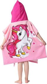 img 2 attached to 🦄 Adorable Athaelay Unicorn Hooded Poncho Bath Beach Pool Towel Cape - Super Soft & Plush Cover-up for Kid Toddler Girls in Pretty Pink with Convenient Pouch