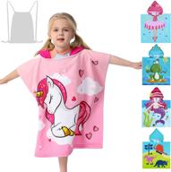 🦄 прелестный пончо с капюшоном и единорогом athaelay для пляжа и бассейна - супермягкое и пушистое покрытие для девочек-малышек в прекрасном розовом цвете с удобным карманом. логотип