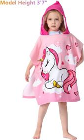 img 3 attached to 🦄 Adorable Athaelay Unicorn Hooded Poncho Bath Beach Pool Towel Cape - Super Soft & Plush Cover-up for Kid Toddler Girls in Pretty Pink with Convenient Pouch