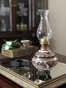 img 1 attached to 🕯️ Vintage Copper Oil Lamp - Handmade Kerosene Lamp for Home Lighting - Antique Lantern Lamp 13.38” (34 cm) Height - Perfect Housewarming Gift