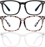 👓 sohattp blue light blocking glasses for women and men - 3pack computer game glasses with square eyeglasses frame logo