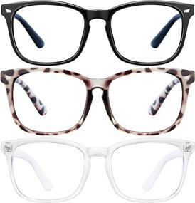 img 4 attached to 👓 SoHattp Blue Light Blocking Glasses for Women and Men - 3Pack Computer Game Glasses with Square Eyeglasses Frame