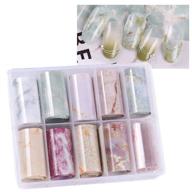 starry sky marble nail foil set 🌌 - 10pcs adhesive wraps for diy nail art decoration logo