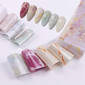 img 3 attached to Starry Sky Marble Nail Foil Set 🌌 - 10pcs Adhesive Wraps for DIY Nail Art Decoration