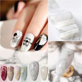 img 1 attached to Starry Sky Marble Nail Foil Set 🌌 - 10pcs Adhesive Wraps for DIY Nail Art Decoration