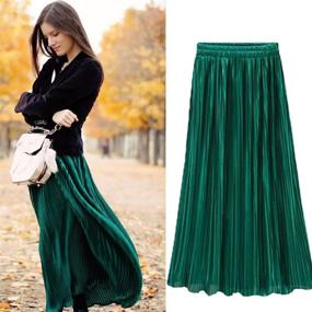 img 2 attached to 👗 LD DRESS: Elegant and Chic Women's High Waist Pleated A-Line Midi Skirt - Perfect for Retro Fashion Lovers!