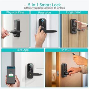 img 1 attached to 🔒 Fingerprint Smart Lock Door Lock: Hornbill 5-in-1 Keyless Entry Keypad & Biometric Lock with Passcodes, App & IC Card Compatibility