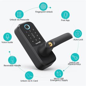 img 3 attached to 🔒 Fingerprint Smart Lock Door Lock: Hornbill 5-in-1 Keyless Entry Keypad & Biometric Lock with Passcodes, App & IC Card Compatibility