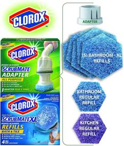 img 3 attached to Эффективная очистка с набором адаптеров Clorox ScrubMate и запасными плитками для ванны XL - 7 одноразовых подушек