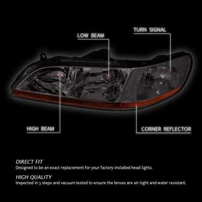 img 1 attached to DNA Motoring HL-OH-HA98-SM-AB Smoke Lens Amber Headlights Replacement For 98-02 Accord