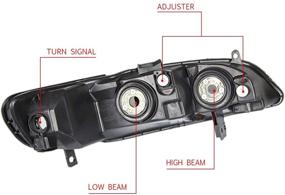 img 2 attached to DNA Motoring HL-OH-HA98-SM-AB Smoke Lens Amber Headlights Replacement For 98-02 Accord