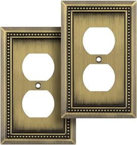 img 4 attached to 🍐 Henne Bery Sunken Pearls Decorative Wall Plate Switch Plate Outlet Cover – Antique Brass, Single Duplex, Pack of 2