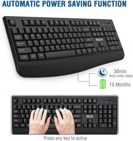 img 2 attached to 💻 EDJO 2.4G Wireless Keyboard with Wrist Rest - Ergonomic Full Size Keyboard for Windows, Mac OS Desktop, Laptop, PC - Boost Your Productivity!