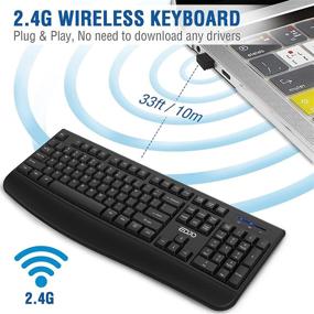 img 3 attached to 💻 EDJO 2.4G Wireless Keyboard with Wrist Rest - Ergonomic Full Size Keyboard for Windows, Mac OS Desktop, Laptop, PC - Boost Your Productivity!