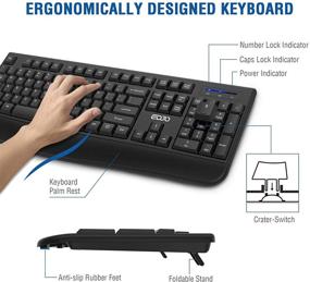 img 1 attached to 💻 EDJO 2.4G Wireless Keyboard with Wrist Rest - Ergonomic Full Size Keyboard for Windows, Mac OS Desktop, Laptop, PC - Boost Your Productivity!