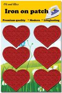 ❤️ 6 pcs iron on patch embroidered applique - red heart patch, 2.2 x 1.8 inches (5.6 x 4.7 cm), a-25 logo