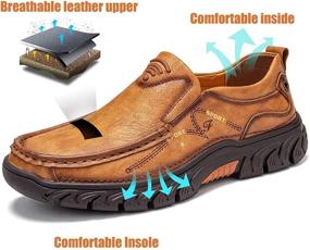 img 2 attached to Leather Stitching Comfort Moccasins Business Men's Shoes