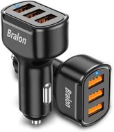 🔌 2-pack bralon usb car charger - 24w/4.8a 3-port fast car charger for smart phones - compatible with iphone 11/11 pro(max)/xs(max)/x/8 7 6 s plus, galaxy note s10 s9 s8 s7 s6, ipad, mp3 & more logo