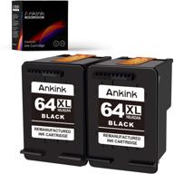 ankink higher yield 64xl 2 black combo - xlarge replacement ink cartridges for hp 64xl black - compatible with envy photo 6255 6400 7100 7155 7164 7800 7855 7858 tango x terra printer - hp64 hp64xl logo