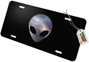 img 3 attached to Eye-Catching Alien Head in Space Novelty Metal Vanity Tag License Plate - Graphics and More