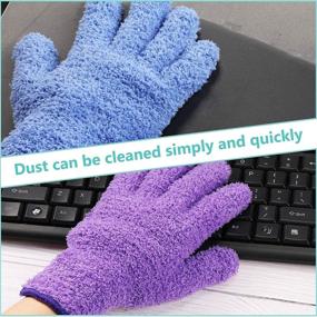 img 3 attached to 🧤 Microfiber Cleaning Gloves for Dusting - Ideal for Plants, Kitchen, House Cleaning, Cars, Trucks, Mirrors, Lamps, Shutters, Blinds - Set of 3 Pairs