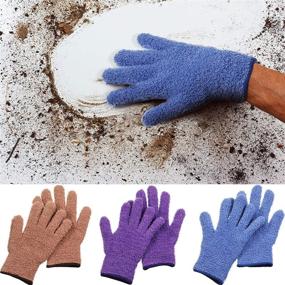 img 4 attached to 🧤 Microfiber Cleaning Gloves for Dusting - Ideal for Plants, Kitchen, House Cleaning, Cars, Trucks, Mirrors, Lamps, Shutters, Blinds - Set of 3 Pairs