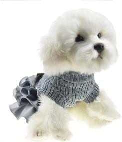 img 2 attached to 🐶 FLAdorepet Winter Warm Dog Sweater Dress Tutu Skirt: Cozy Knitted Apparel for Small-Medium Dog Girls