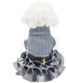 img 3 attached to 🐶 FLAdorepet Winter Warm Dog Sweater Dress Tutu Skirt: Cozy Knitted Apparel for Small-Medium Dog Girls