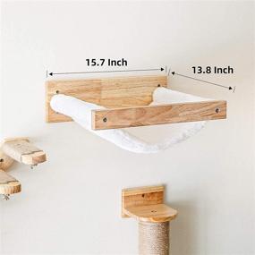 img 3 attached to 🐱 FUKUMARU Cat Hammock Wall Mounted Shelf - Large Beds and Perches for Modern Cats - Premium Kitty Furniture for Sleeping, Playing, Climbing, and Lounging - Easily Holds up to 40 lbs, White Flannel