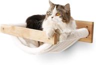 🐱 fukumaru cat hammock wall mounted shelf - large beds and perches for modern cats - premium kitty furniture for sleeping, playing, climbing, and lounging - easily holds up to 40 lbs, white flannel logo