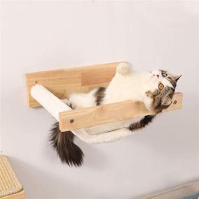 img 1 attached to 🐱 FUKUMARU Cat Hammock Wall Mounted Shelf - Large Beds and Perches for Modern Cats - Premium Kitty Furniture for Sleeping, Playing, Climbing, and Lounging - Easily Holds up to 40 lbs, White Flannel