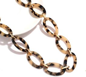 img 2 attached to Acrylic Tortoise Link Necklace for Women - Leopard Print Metal Oval Resin Chain Link Acetate Collar Necklace with Long Length