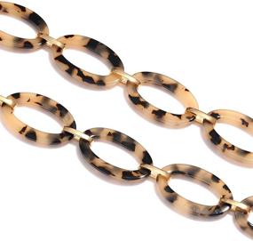 img 1 attached to Acrylic Tortoise Link Necklace for Women - Leopard Print Metal Oval Resin Chain Link Acetate Collar Necklace with Long Length