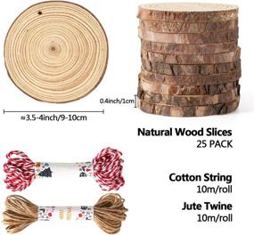 img 2 attached to 🌲 25 Pcs 3.5-4 Inches Natural Wood Slices Craft Kit - Unfinished Wooden Circles with Hole, Predrilled Crafts for DIY Ornaments, Christmas Decorations, and Bark Crafts