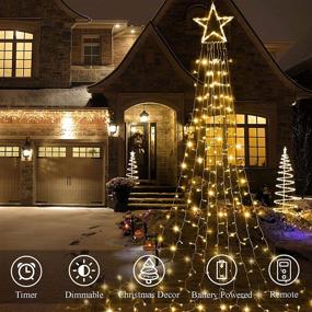 img 2 attached to QyWyII Topper Star String Lights: Battery Powered Christmas Decorations with Remote Timer - 13FT 344 LED for Indoor Outdoor Decoration