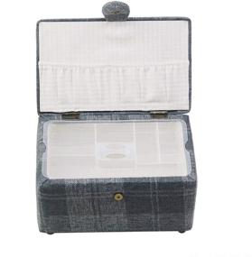 img 1 attached to 🧵 Gray/Blue Sewing Basket - Organizer for Sewing Supplies and Sewing Kit Storage - Perfect for Needles, Thread, Scissors, Tape Measure, Thimbles, and More!