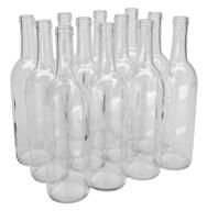 🍾 case of 12 north mountain supply nms w5 flint 750ml clear/flint bordeaux wine bottles - flat-bottomed with cork finish logo