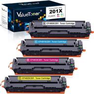 valuetoner compatible toner cartridge replacement for hp 201x 201a cf400x cf401x cf402x cf403x cf400a - pro color mfp m277dw m252dw m277n m277c6 m252n m277 printer(4 pack) logo