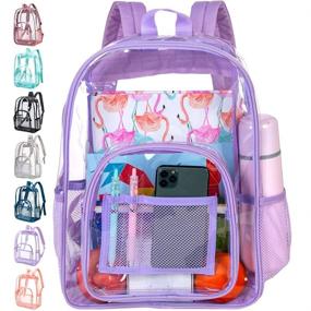 img 4 attached to 🎒 Clear Backpack Heavy Transparent Bookbag - See-Through Design for Easy Organization and Enhanced Security