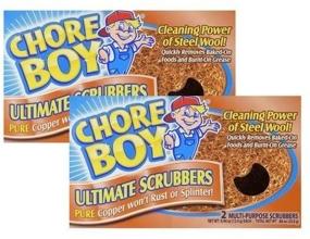img 4 attached to Copper Scouring Pads - Pack of 4, Chore Boy