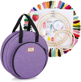 img 4 attached to 🧵 CURMIO Embroidery Starter Kit: Premium Cross Stitch Tools with Storage Bag for Adults and Kids, DIY, Home and Travel – Purple (Patented Design)