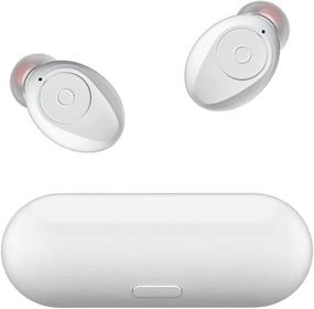 img 4 attached to Wireless Earbuds Super Portable True Wireless Stereo Headphones In Ear Deep Bass Built In Mic IPX6 Waterproof With Charging Case (Only 50G) 40H Playtime For Workout Running (White Red)