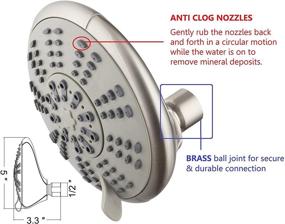 img 2 attached to 🚿 Ana Bath 5-Inch Anti-Clog High Pressure LARGE Dual Shower Head with Handheld Spray - 5 Unique Spray Modes, Brass Connector, 5 Ft Stainless Steel Hose, Spot Resist Brushed Nickel - Ultimate Shower Experience!