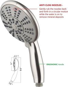 img 3 attached to 🚿 Ana Bath 5-Inch Anti-Clog High Pressure LARGE Dual Shower Head with Handheld Spray - 5 Unique Spray Modes, Brass Connector, 5 Ft Stainless Steel Hose, Spot Resist Brushed Nickel - Ultimate Shower Experience!