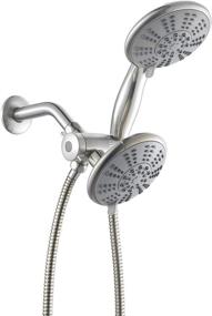 img 4 attached to 🚿 Ana Bath 5-Inch Anti-Clog High Pressure LARGE Dual Shower Head with Handheld Spray - 5 Unique Spray Modes, Brass Connector, 5 Ft Stainless Steel Hose, Spot Resist Brushed Nickel - Ultimate Shower Experience!