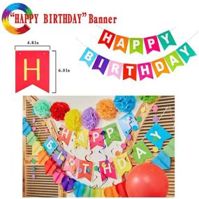 img 2 attached to 🎉 Vibrant Rainbow Birthday Decorations: Pom Poms, Garlands, Balloons & Swirls