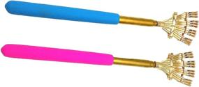 img 1 attached to 🔵 SinLoon Extendable Stainless Steel Rake Back Scratcher/Hand Massager - Portable Telescopic Metal Backslapper with Rubber Handles (2-Pack, Blue-Pink)