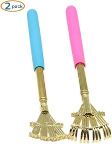 img 2 attached to 🔵 SinLoon Extendable Stainless Steel Rake Back Scratcher/Hand Massager - Portable Telescopic Metal Backslapper with Rubber Handles (2-Pack, Blue-Pink)