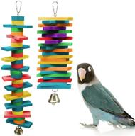 🔔 coppthinktu bird toys, set of 2 parrot chew toys with bell, multicolored wooden block bite toys for small and medium birds logo